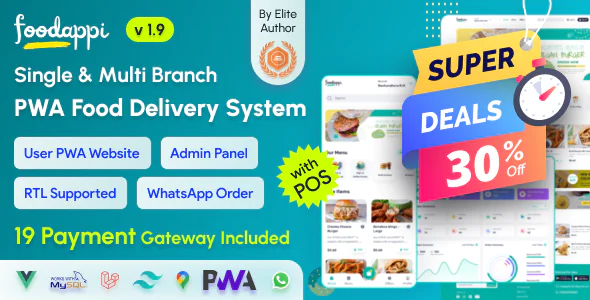 FoodAppi - PWA Food Delivery System and WhatsApp Menu Ordering with Admin Panel | Restaurant POS